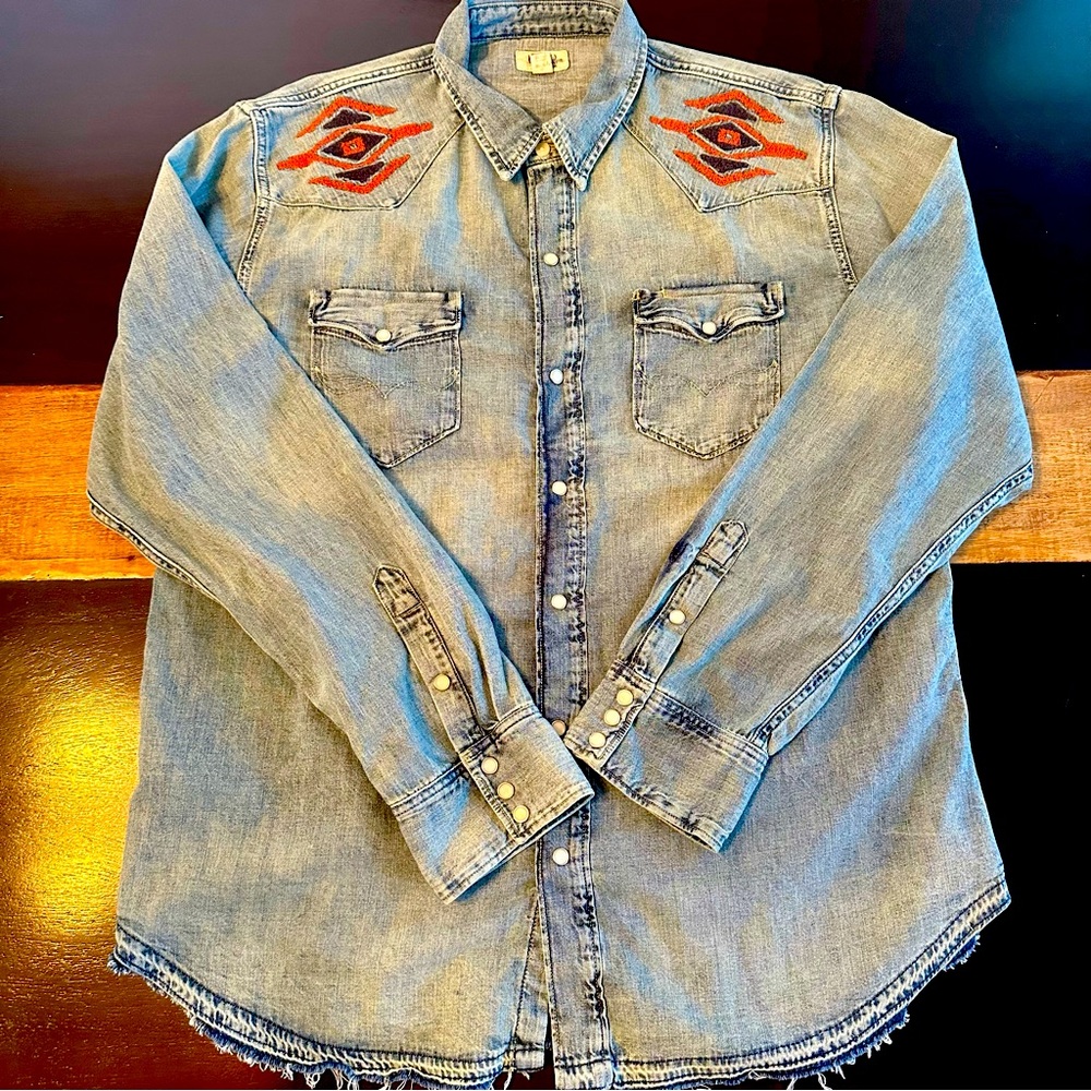 Polo Ralph Lauren western shirt made from indigo-dyed Japanese denim. Size XL